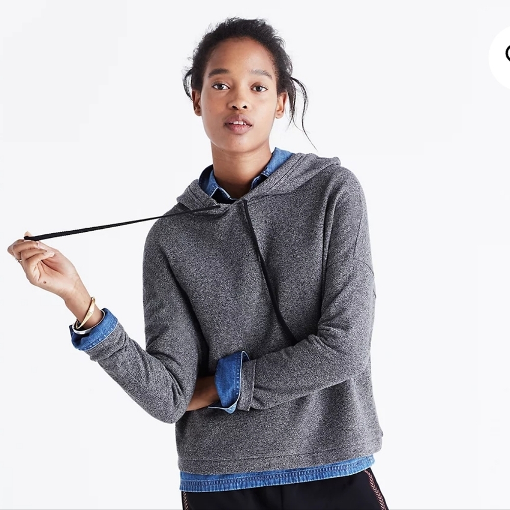 Madewell Tone Gray Cropped Hoodie Sweatshirt